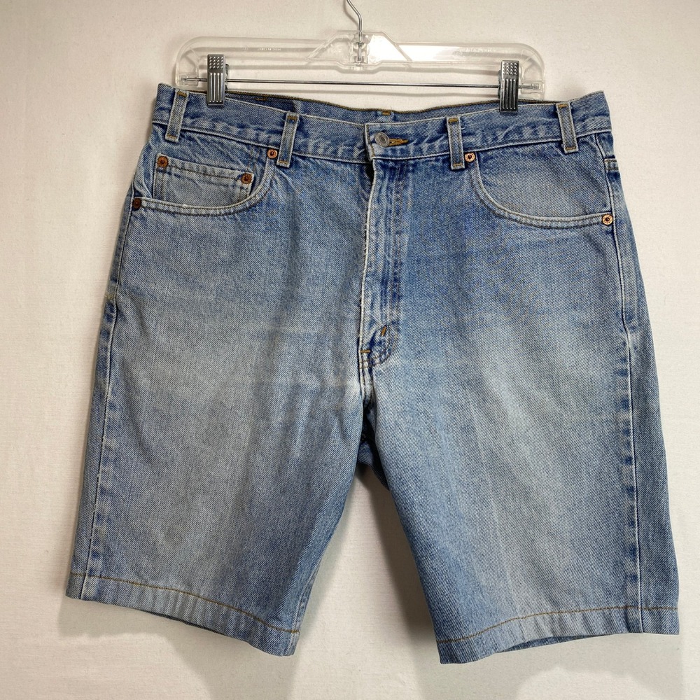 Levis 517 Vintage Mens Light Wash Denim Cut Off Shorts Jorts 36x9 Blue